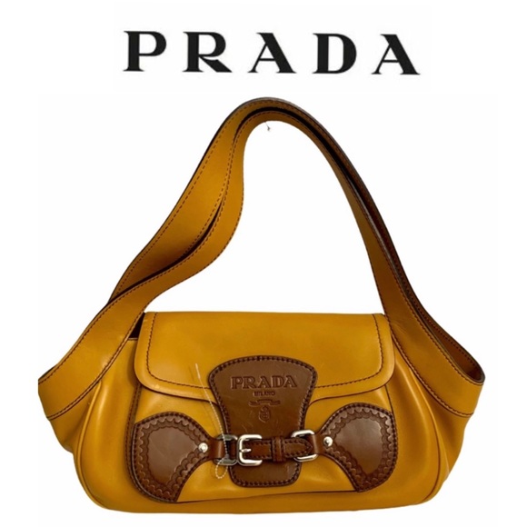 Prada Handbags - PRADA Vitello Cuoio  shoulder bag Ocra Noce